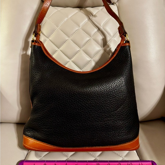 Dooney & Bourke Black and Brown Pebbled Leather Shoulder Bag - Picture 3 of 11
